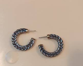 Two-Tone Twisted Cable Hoop Earrings