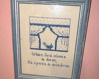 Vintage Cross-Stitch Sampler 'When God Closes a Door, He Opens a Window' by The Creative Circle