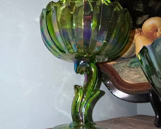 Indiana Glass 'Lotus Blossom' Carnival Glass Compote