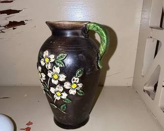 Vintage Hand Painted Floral Pitcher, Likely Japanese
