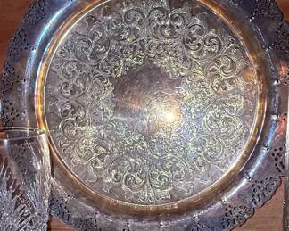 Silver Plated Pierced Gallery Serving Tray by Wm. Rogers & Son