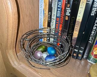 Metal Wire Nest with Decorative Eggs