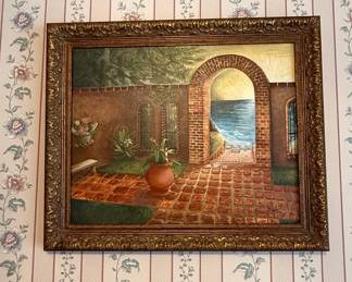 Mediterranean Courtyard Oil Painting