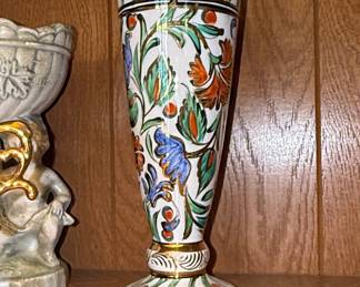 Hubert Bequet Hand-Painted Floral Vase