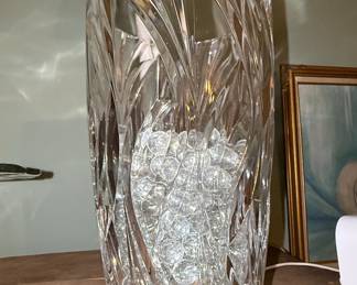 Heavy Cut Crystal Vase with Internal Glass Spheres
