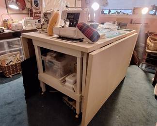Folding Sewing and Cutting Table with Drop Leaves