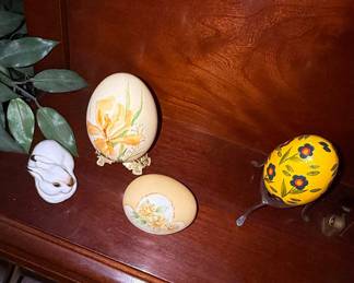 Decorative Easter Egg Collection with Ceramic Rabbit