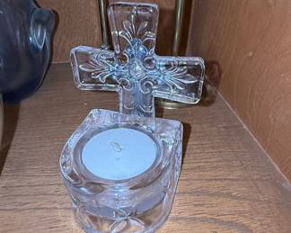 Crystal Cross Votive Candle Holder