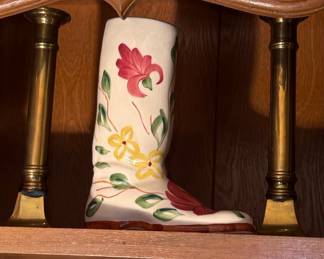 Vintage Ceramic Floral Boot Vase
