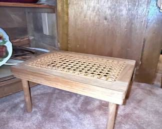 Vintage Cane-Top Side Table