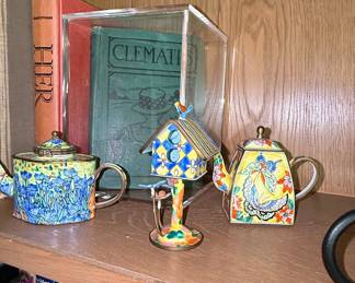 Kelvin Chen Miniature Enamel Teapots and Birdhouse