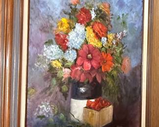 Floral Still Life Oil Painting by T. Smith