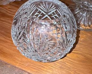 Vintage Cut Crystal Rose Bowl - Pinwheel and Starburst Pattern