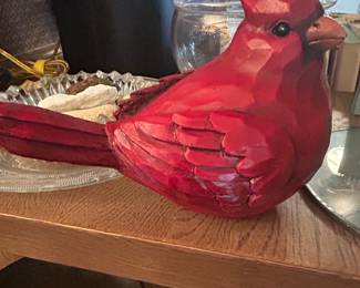 Hand-Carved Wooden Northern Cardinal Figurine
