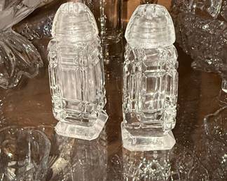 Pair of Cut Crystal Salt and Pepper Shakers