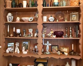 Vintage Oak Provincial Hutch Display Cabinet