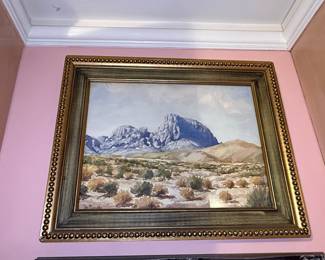 George M. Livingston Watercolor Landscape Painting of Guadalupe Mountains