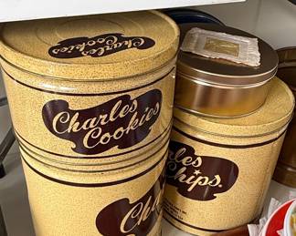 Vintage Charles Chips and Charles Cookies Tins