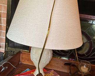 Mid-Century Italian Carved Alabaster Table Lamp