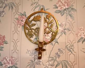 Vintage Brass Floral Wall Sconce