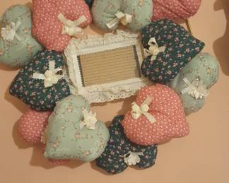 Cottagecore Fabric Heart Wreath with Photo Frame