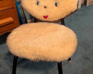 Vintage Yellow Plush Teddy Bear Children's Chair