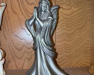 Pewter Praying Angel Candle Holder Figurine