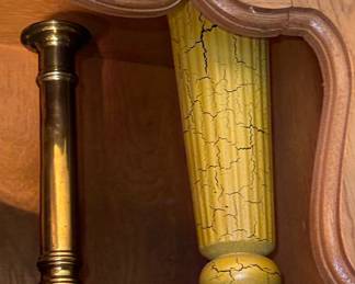 Vintage Brass Candlestick and Decorative Fluted Pedestal