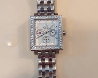 Fossil BQ9366 Women's Crystal Bezel Multifunction Stainless Steel Watch