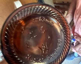 Vintage "Muster Geschutzt" 2 Liter Amber Glass Beer Growler