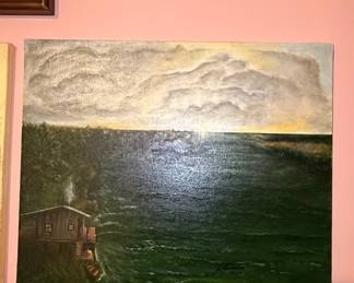 Original Oil Painting of Coastal Cabin