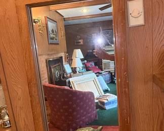 Mid-Century Modern Ranch Oak Wall Mirror by A. Brandt