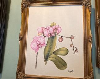 Botanical Orchid Painting signed R. Duncan