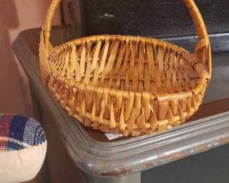 Vintage Hand-Woven Splint Wood Egg Basket