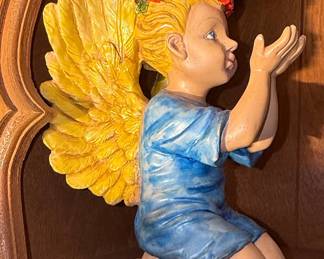 Vintage Fontanini Kneeling Angel Figurine, Made in Italy