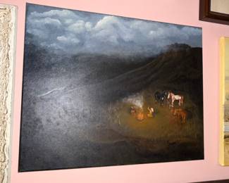 Western Campfire Oil Painting