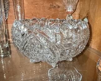 American Brilliant Period Cut Glass Punch Bowl