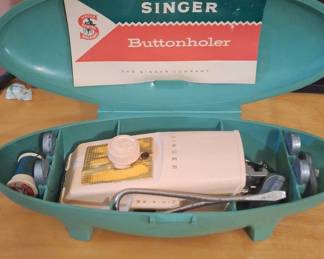 Singer Buttonholer Attachment with "Atomic" Case and Manual