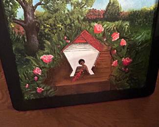 Original Oil Painting of Beehive and Garden