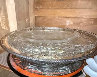 Vintage Silver-Plated and Pressed Glass Serving Platter Assortment