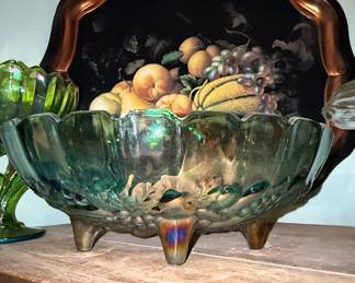 Indiana Glass Harvest Grape Carnival Glass Bowl