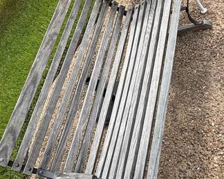 Vintage Cast Iron and Wood Slat Garden Bench