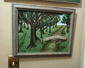 Original Oil Painting "Bridge Over Stream" by R. Duncan
