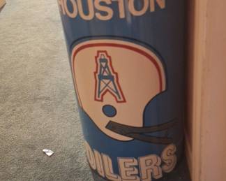 Vintage Houston Oilers Metal Wastebasket