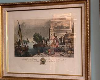 18th Century French Harbor Scene Engraving