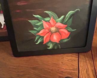 Original Poinsettia Oil Painting on Board