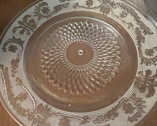 Vintage KIG Malaysia Trellis Fleur De Lis Sandwich Glass Dessert Plate