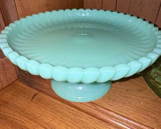 Fire-King Jadeite "Rope Edge" Cake Stand