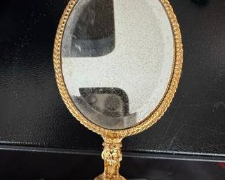 Vintage Limoges Porcelain Hand Mirror with Fragonard Scene