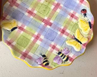 Clay Art Bumbles Hand Painted Ceramic Plate